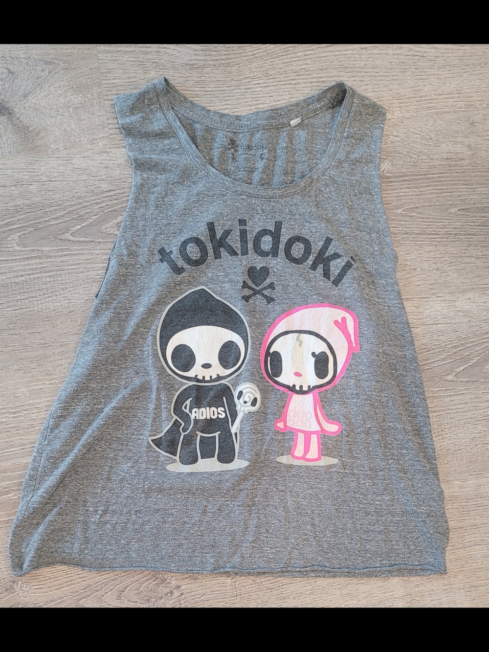 RARE Tokidoki Til Death Do Us Part Gray Loose-Fitting Tank M